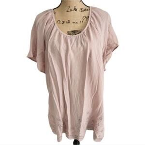 Arna York Collection Dusty Mauve Eyelet Embroidered Top Payton Emb 22/24 NEW 3X